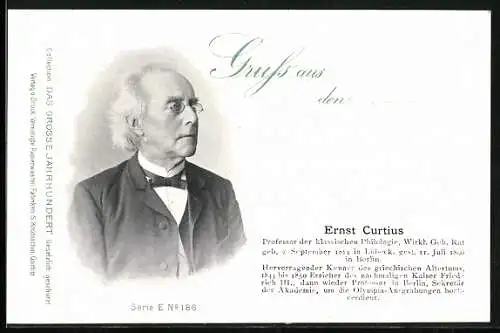 AK Portrait des Gelehrten Ernst Curtius