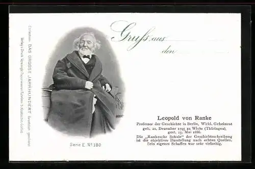 AK Porträt Professor Leopold von Ranke