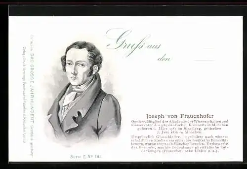 AK Joseph von Frauenhofer, Conservator des physikalischen Kabinetts in München