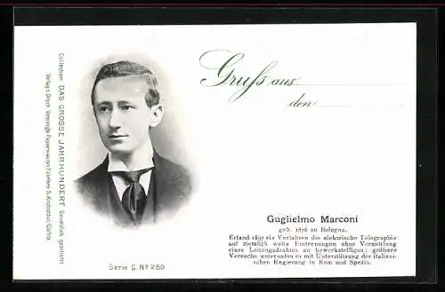 AK Portrait des Gelehrten Guglielmo Marconi