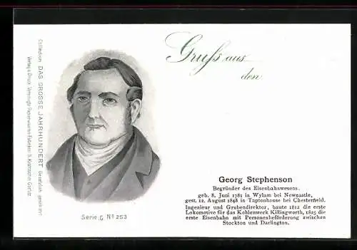 AK Portrait des Ökonoms Georg Stephenson, Begründer des Eisenbahnwesens