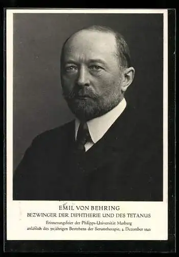 AK Porträt Emil von Ehring, Bezwinger der Diphtherie und des Tetanus