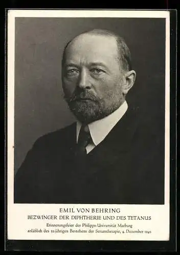 AK Porträt Emil von Ehring, Bezwinger der Diphtherie und des Tetanus