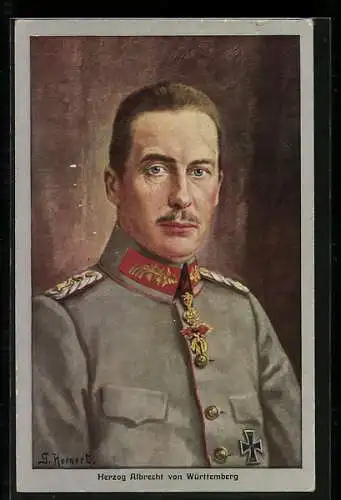 Künstler-AK Bildnis Herzog Albrecht von Württemberg in Uniform