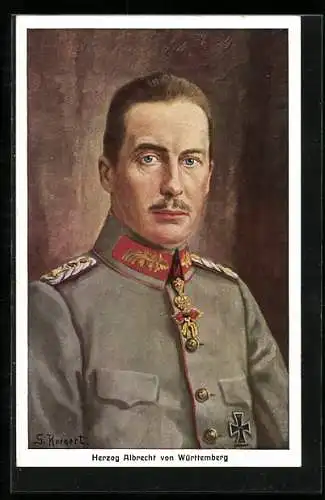 AK Heerführer Herzog Albrecht von Württemberg in Uniform mit Orden, Eisernes Kreuz