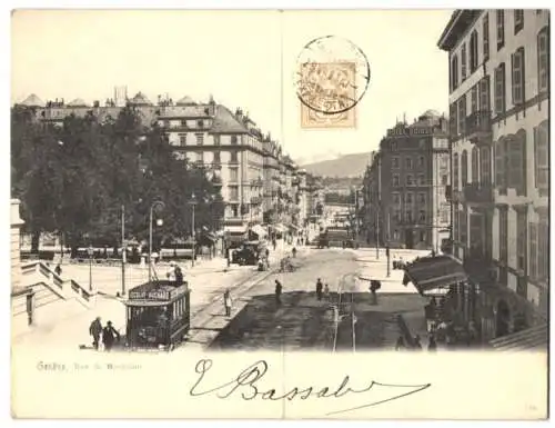 Klapp-AK Genève, Rue du Montblanc, Hotel Suisse