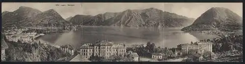 Klapp-AK Lugano, Panorama mit Hotel Bristol