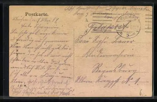 AK München, Polytechnikum mit Strasse, im Rahmen