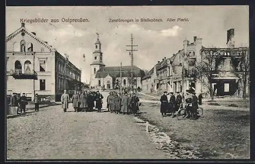 AK Stallupönen, Cabalzar`s Hotel, Zerstörte Gebäude am alten Markt