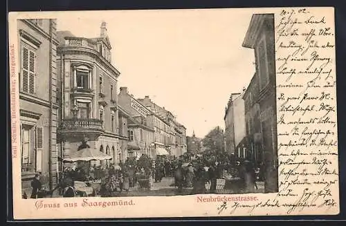 AK Saargemünd, Buchhandlung von Emil Schmit in der Neubrückenstrasse