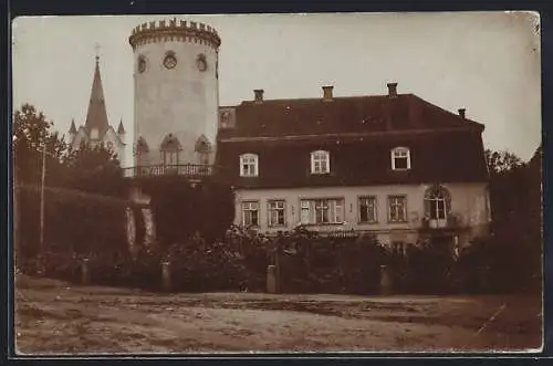 Foto-AK Cesis, Schloss und Kirchturm