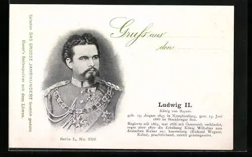 AK Ludwig II. König von Bayern, 1845 - 1886