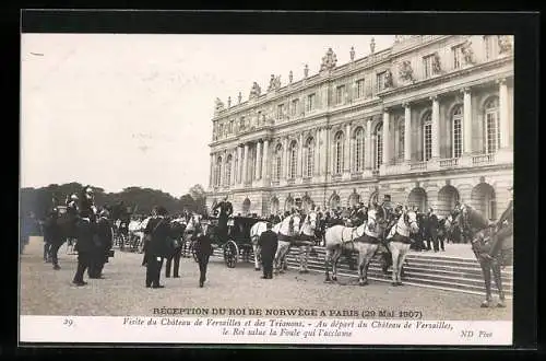 AK Paris, Réception du Roi de Norwège 1907, Visite du Château de Versailles