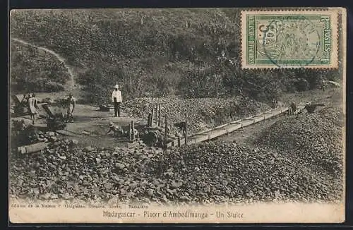 AK Madagascar, Placer d`Ambodimanga, Un Sluice