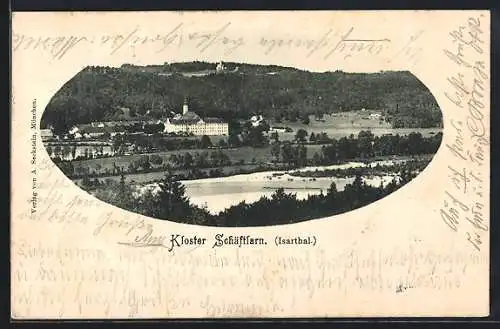 AK Schäftlarn, Panorama mit Kloster