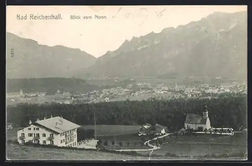 AK Bad Reichenhall, Blick vom Nonn auf den Ort mit Kirche