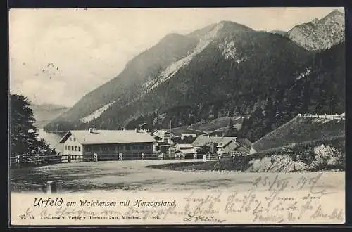 AK Urfeld am Walchensee, Ortsansicht mit Herzogstand