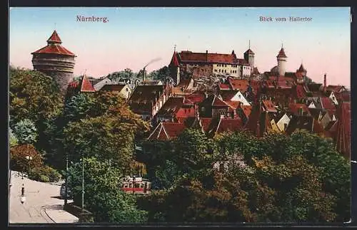 AK Nürnberg, Blick vom Hallertor auf die Stadt