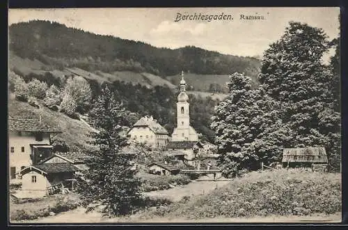 AK Ramsau /Berchtesgaden, Ortsansicht mit Kirche