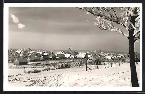 AK Laichingen, Gesamtansicht im Winter vom Ortsrand aus