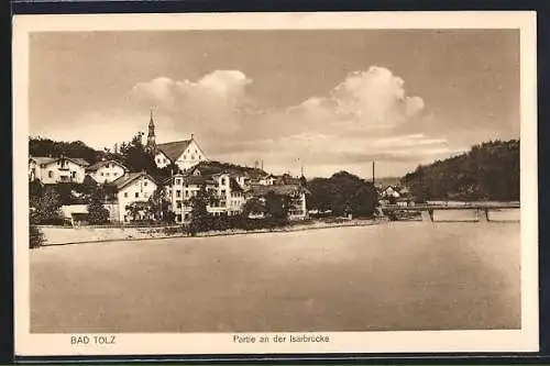 AK Bad Tölz, Partie an der Isarbrücke