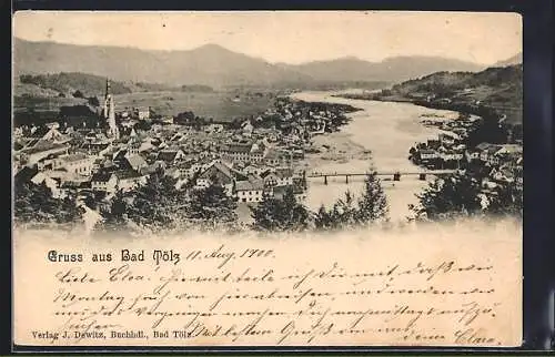 AK Bad Tölz, Totalansicht mit Isarbrücke