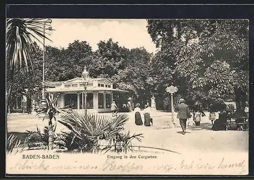 AK Baden-Baden, Eingang in den Curgarten