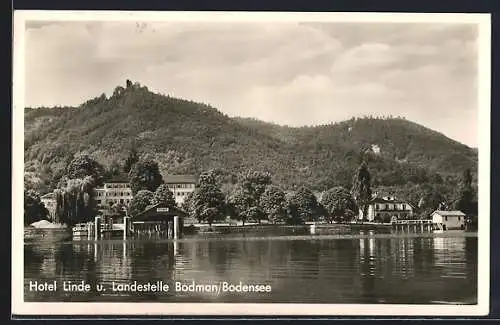 AK Bodman /Bodensee, Hotel Linde und Landestelle