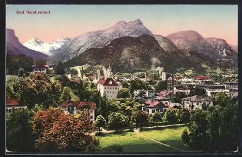 AK Bad Reichenhall, Teilansicht mit Bergen aus der Vogelschau