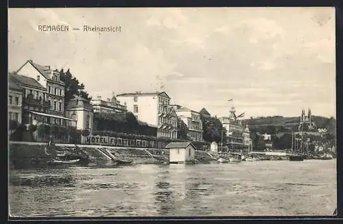 AK Remagen, Ortspanorama mit Rhein