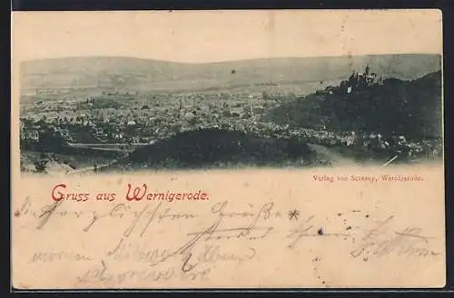 AK Wernigerode, Stadtansicht aus der Vogelschau