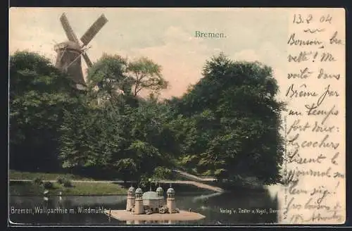 AK Bremen, Wallpartie mit Windmühle