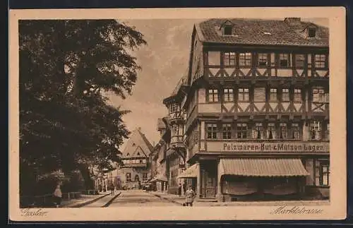 AK Goslar, Marktstrasse mit Pelzwaren, Hut- & Mützenlager