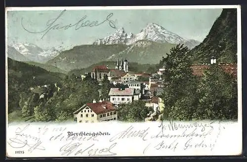 AK Berchtesgaden, Teilansicht mit Kirche