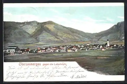 AK Oberammergau, Blick gegen die Laberköpfe