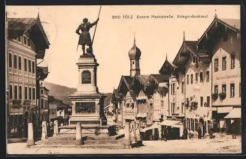 AK Bad Tölz, Untere Marktstrasse, Kriegerdenkmal