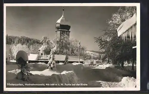 AK Hinterzarten /Hochschwarzwald, Partie bei der Kirche im Winter