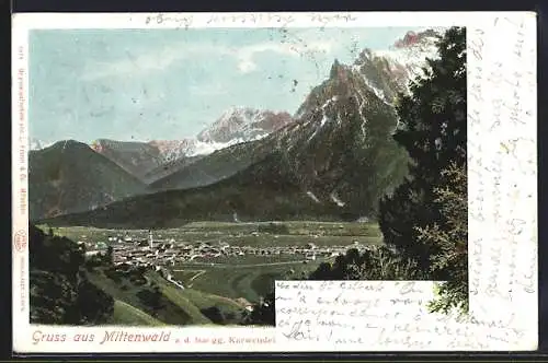 AK Mittenwald a. d. Isar, Blick gegen den Karwendel