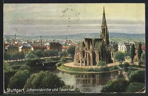 AK Stuttgart, Johanniskirche und Feuersee