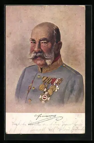 AK Kaiser Franz Josef I. von Österreich, Altersportrait mit Orden