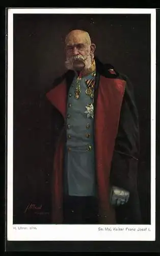 Künstler-AK Se. Maj. Kaiser Franz Josef I. von Österreich mit Orden im Mantel