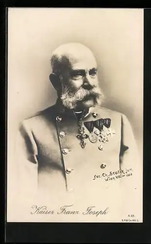 AK Kaiser Franz Josef I. von Österreich in Uniform, Halbportrait