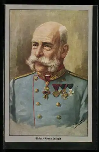 AK Kaiser Franz Josef I. von Österreich in Uniformjacke mit Orden