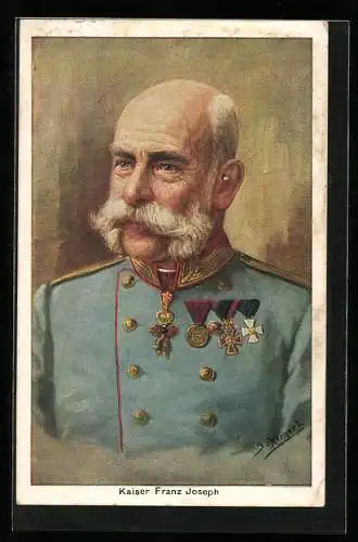 AK Portrait des Kaisers Franz Josef I. von Österreich in Uniform