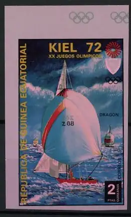 Reklamemarke Kiel, XX. Juegos Olympicos 1972, Segelboot Dragon