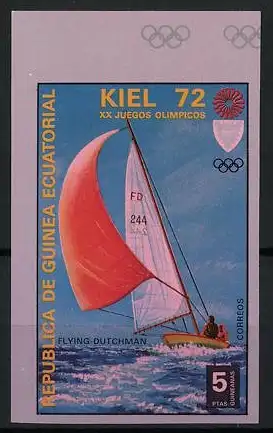 Reklamemarke Kiel, XX. Juegos Olympicos 1972, Segelboot Flying Dutchman