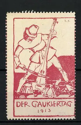 Künstler-Reklamemarke Richard Klein, der Gauklertag 1913, Feiernde tanzen zur Musik