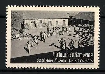 Reklamemarke Deutsch-Ost-Afrika, Benediktiner Mission, Aufbruch einer Karawane