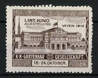 Reklamemarke Wien, I. Int. Kino-Ausstellung 1912, Festhalle