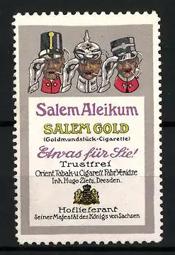 Reklamemarke Salem Aleikum & Salem Gold, Tabakfabrik Yenidze, Soldatenportraits